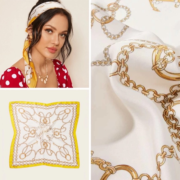 Accessories - 2/$24 🆕 Yellow Chains Silky Square Scarf